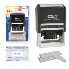 Датер самонаб. 6стр.+дата, оттиск 60*40мм син/крас, COLOP PRINTER 55Dater-Set, КАССЫ В КОМПЛ, ш/к03654