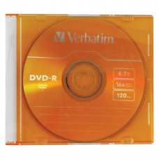 Диск DVD-R (минус)  VERBATIM 4,7Gb 16x Colour Slim Case 43557 (ш/к-5570)