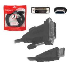 Кабель HDMI A-DVI-D SPARKS 3м, для передачи цифрового видеосигнала, SN1046