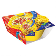 Лапша BIG BON быстрого приготовления с тушеной говядиной и зеленью, 110г, тарелка, вилка, ш/к4875